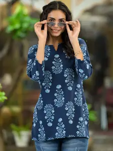 KALINI Ethnic Motifs Printed Round Neck Three-Quarter Sleeves Straight Kurta