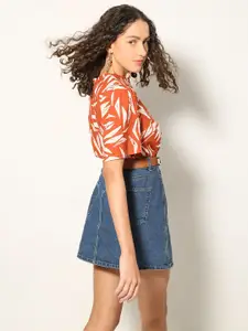 Vero Moda Print Puff Sleeve Ruffles Cotton Top