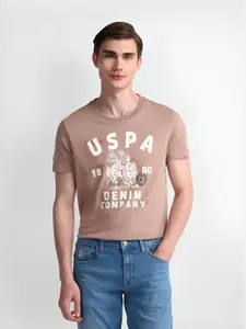 U.S. Polo Assn. Men Typography Printed Round Neck Cotton Slim Fit T-Shirt