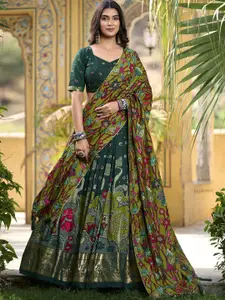LOOKNBOOK ART Printed Kalamkari Ready to Wear Lehenga & Unstitched Blouse With Dupatta