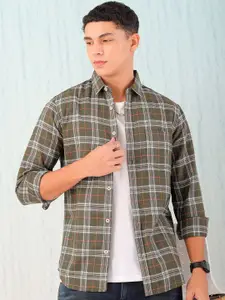 Hardsoda by The Indian Garage Co Men Spread Collar Tartan Checked Cotton Casual Shirt