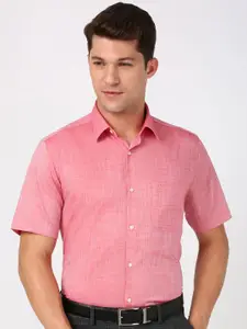 Peter England Men Spread Collar Solid Cotton Formal Shirt