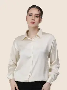 AMSWAN Women Premium Spread Collar Solid Relaxed Fit Casual Shirt