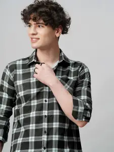 TRYBUY.IN Men Comfort Spread Collar Tartan Checked Cotton Party Shirt