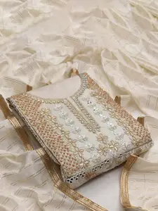 Ishin Floral Embroidered Beads and Stones Unstitched Dress Material