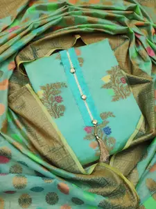 Ishin Floral Woven Design Zari Unstitched Dress Material