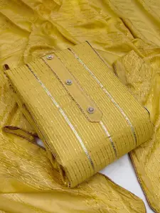 Ishin Striped Embroidered Sequinned Unstitched Dress Material