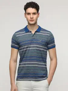 Crocodile Men Striped Polo Collar Cotton Slim Fit T-Shirt