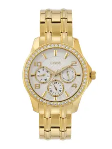 GUESS Women Embellished Dial & Stainless Steel Bracelet Style Straps Analogue Watch U0403L2M