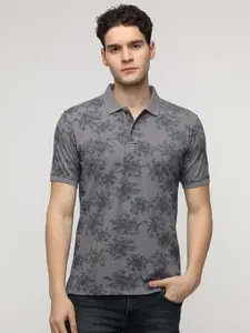 Crocodile Men Floral Printed Polo Collar Pure Cotton Slim Fit T-Shirt