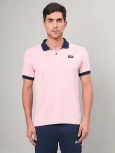 Technosport Men UPF50 Self Design Polo Collar Slim Fit T-Shirt