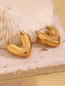 MEENAZ Gold-Plated Heart Shaped Studded Clip On Hoop Earrings