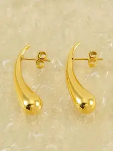 MEENAZ Gold-Plated Stainless Steel Anti Tarnish Teardrop Shaped Studs