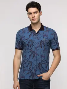 Crocodile Men Floral Printed Polo Collar Cotton Slim Fit T-Shirt