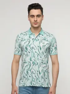 Crocodile Men Abstract Printed Polo Collar Cotton Slim Fit T-Shirt
