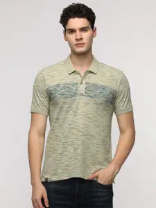 Crocodile Men Striped Polo Collar Cotton Slim Fit T-shirt