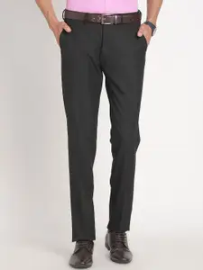 Turtle Men Textured Tailored Slim Fit Formal Trousers