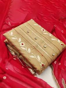 Ishin Floral Embroidered Beads and Stones Unstitched Dress Material