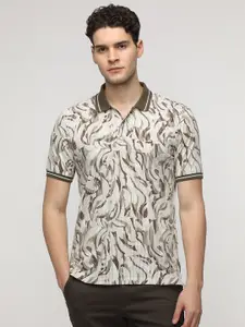 Crocodile Men Abstract Printed Polo Collar Pure Cotton Slim Fit T-Shirt