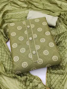 Ishin Ethnic Motifs Printed Gotta Patti Unstitched Dress Material