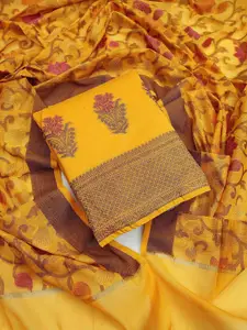 Ishin Floral Woven Design Zari Unstitched Dress Material