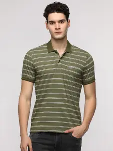 Crocodile Men Striped Polo Collar Cotton Slim Fit T-Shirt