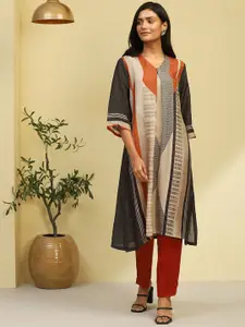 Biba Geometric Printed Flared Sleeves A-Line Kurta