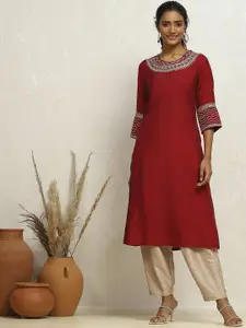 Biba Floral Yoke Design Sequinned Straight Kurta