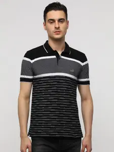 Crocodile Engineered Striped Polo Collar Slim Fit T-shirt