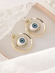 SOHI Gold-Plated Evil-Eye Loop Drop Earrings