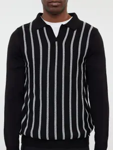Trendyol Men Striped Shirt Collar Sweatshirt