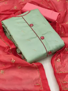 Ishin Floral Embroidered Zari Work Unstitched Dress Material