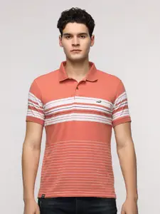 Crocodile Men Striped Polo Collar Cotton Slim Fit T-Shirt