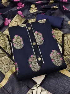 Ishin Floral Woven Design Zari Unstitched Dress Material