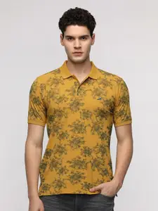 Crocodile Men Floral Printed Polo Collar Pure Cotton Slim Fit T-Shirt