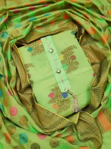 Ishin Floral Woven Design Zari Unstitched Dress Material