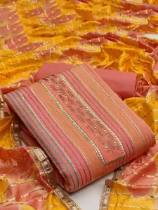 Ishin Embroidered Beads and Stones Pure Cotton Unstitched Dress Material