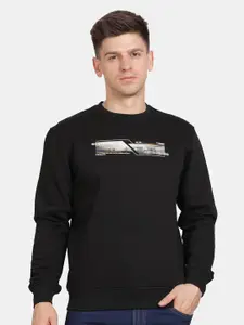 t-base Men Round Neck Graphic Printed Sweatshirt