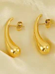 MEENAZ Gold-Plated Stainless Steel Anti Tarnish Teardrop Shaped Studs