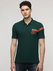 Crocodile Men Typography Printed Polo Collar Pure Cotton Slim Fit T-Shirt