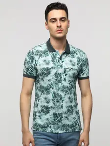 Crocodile Men Floral Printed Polo Collar Pure Cotton Slim Fit T-Shirt