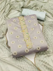 Ishin Floral Embroidered Sequinned Unstitched Dress Material