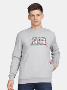 t-base Men Typography Printed Pullover Sweatshirt