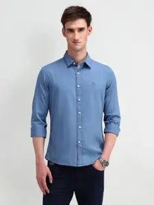 U.S. Polo Assn. Men Modern Spread Collar Solid Lyocell Slim Fit Casual Shirt