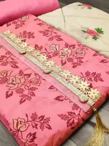 Ishin Floral Woven Design Zari Unstitched Dress Material