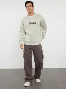 Trendyol Men Typography Printed Sweatshirt