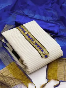 Ishin Striped Woven Design Zari Unstitched Dress Material