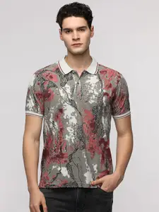 Crocodile Men Abstract Printed Polo Collar Pure Cotton Slim Fit T-Shirt
