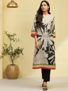 Biba Floral Printed Flared Sleeves A-Line Kurta