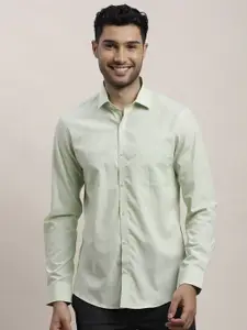 Turtle Men Standard Spread Collar Solid Cotton Slim Fit Formal Shirt